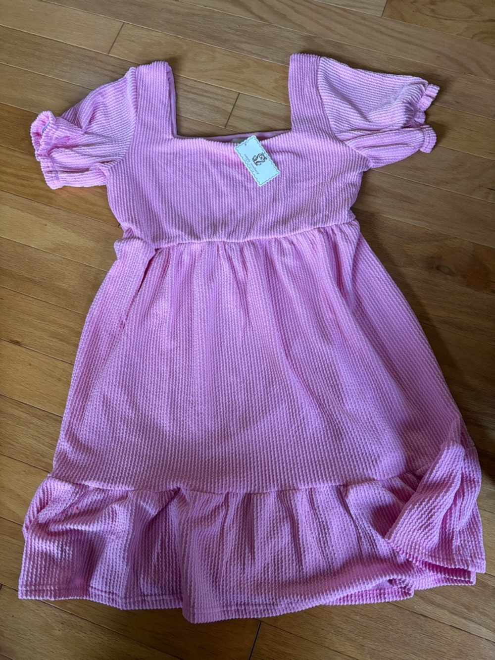 Women Pink Square-Neck Smocked Dress